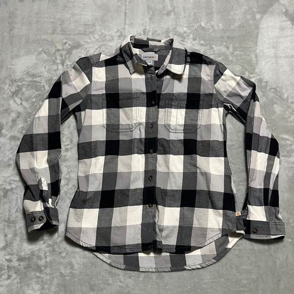 Carhartt Womens Plaid Flannel Shirt Button Down Long Sleeve Workwear Top - Picture 1 of 7